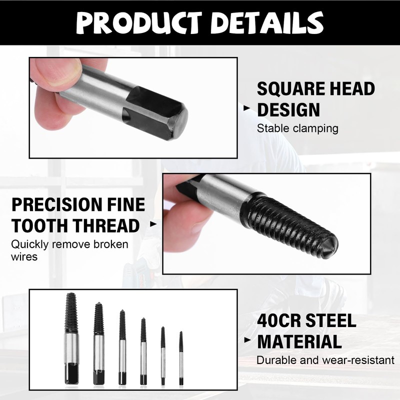 Screw Extractors 6PCS with Box, Damaged Screw Bolt Extractor Set,