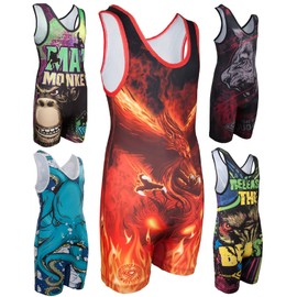 Wrestling Singlet por KO Deportes Gear: Phoenix diseño, black orange yellow