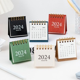 Green Mini Desk Calendar Spiral Calendar for Date Recording12 Monthly Calendar for Planing Event 2024 Calendar Mini Stand Up Desk Calendar for School Office，Calendars,Planners and Personal Organizers