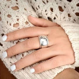 925 silver/14k/18k Wide Band Couple Rings, Minimalist Solid Circle Rings Men's Classic Luxury Big Thumb Finger Ring Wide 11mm Smooth and Comfortable Trendy Men's Cool Ring Jewelry（Silver，Size 9）