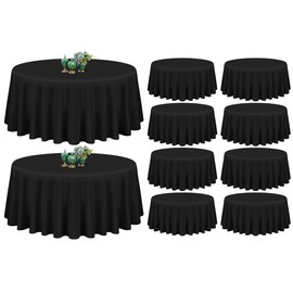 10 Pack Black Round Tablecloth 90 Inch Washable Polyester Tablecloths for Round Tables Stain Resistant and Wrinkle Table Cloth Decorative Fabric Table Cover for Dining Wedding Party Banquet Buffet