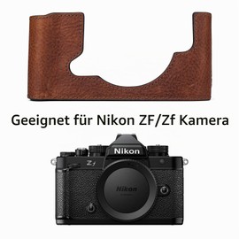MUZIRI KINOKOO Z f Zf Case, Genuine Leather Half Case Compatible for Z f/Zf Camera - Bottom Opening and Handle Design - Brown