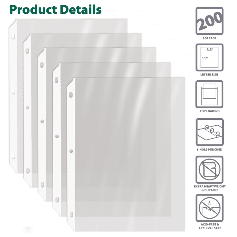 GOLD SEAL 200 Count Diamond Clear Extra Heavyweight Sheet Protectors,