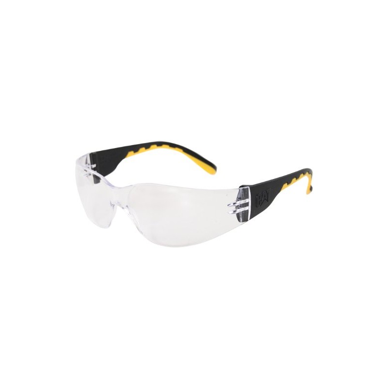 Caterpillar Track Safety Glasses, Black and Yellow, Clear