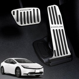 HUDIY Aluminum Alloy Foot Pedal Cover for Prius 60 Series ZVW60 ZVW65 MXWH60 MXWH65, Footrest, Interior Custom Dress-Up, Easy Installation, Scratch-Resistant, Dirt-Resistant, Safe Driving, No Tools