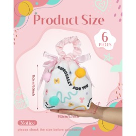 Liobelon 6 Pieces Drawstring Gift Bags With Handles 5.7 X 6.5 Inches Wedding Candy Bags Baby Shower Bags Party Goodie Bags Tea Party Favor Bags for Bridal Shower Birthday Party Supplies (Pink)