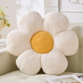 Vdoioe Flower Pillow, Cute Daisy Pillow Off White Throw Pillow Cushion 15.75" Home Decorative for Couch Bed