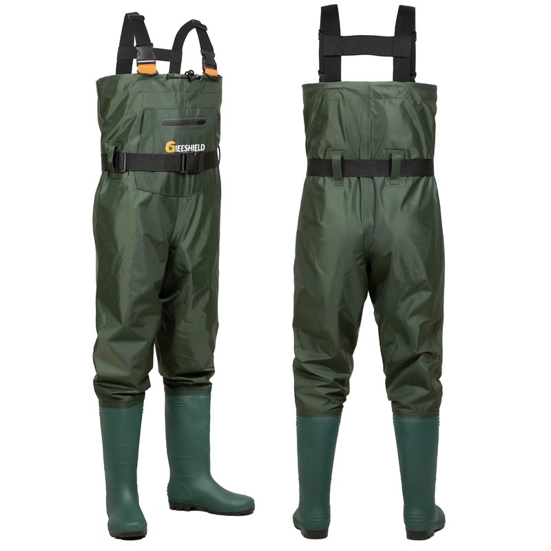 GIEESHIELD Waterproof Bootfoot Chest Waders for Men and Women, Lightweight