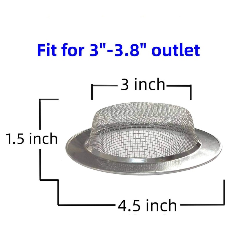 2 Pack 4.5" Kitchen Sink Drain Strainers, Stainless Steel Drain