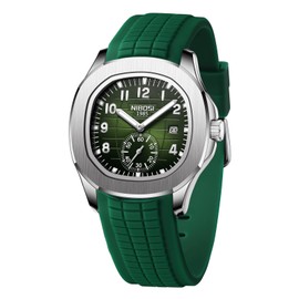 NIBOSI Mens Watches Analog Military Watch with Calendar Green Silicone Strap Waterproof Men’s Wrist Watches Classic Unique Dainty Minimalist Dress Designer Quartz Watches for Men