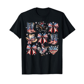 Coquette Bow Boot Cowboy Western Cowgirl Chicken 4th Of July T-Shirt