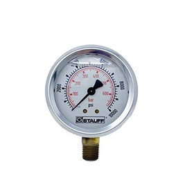 Stauff 2.5" Hydraulic Pressure Guage, Stainless, 10000 psi, 1/4" NPT, Stem Mount