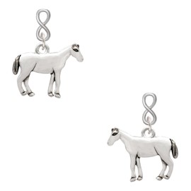 Delight Jewelry Silvertone Standing Horse Silvertone Infinity Post Earrings