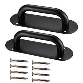 Sliding Door Handles, 2 Pieces Barn Door Handles, Sliding Door Handle with Plate, Pull Push Door Handles with Back Plate, Gate Handles, Door Handle Plate, Cabinet Handles for Wooden Door, Garages,