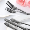 Fivent Floral Damask Rose Black Cutlery Set - 20 pcs