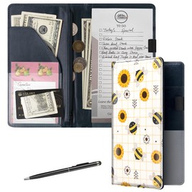 BVYA Server Book for Waitress, 5x9 Inch Server Book with Zipper Pocket, Unique Printed Leather Server Wallet Organizer Fit Waitress Apron, with A Pen