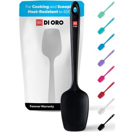 DI ORO Seamless Series Silicone Spoon Spatula - BPA Free Pro-Grade Non-Stick 600ºF Heat-Resistant Rubber Spoonula - Versatile Silicone Kitchen Scraper Utensil for Baking and Cooking (Black)