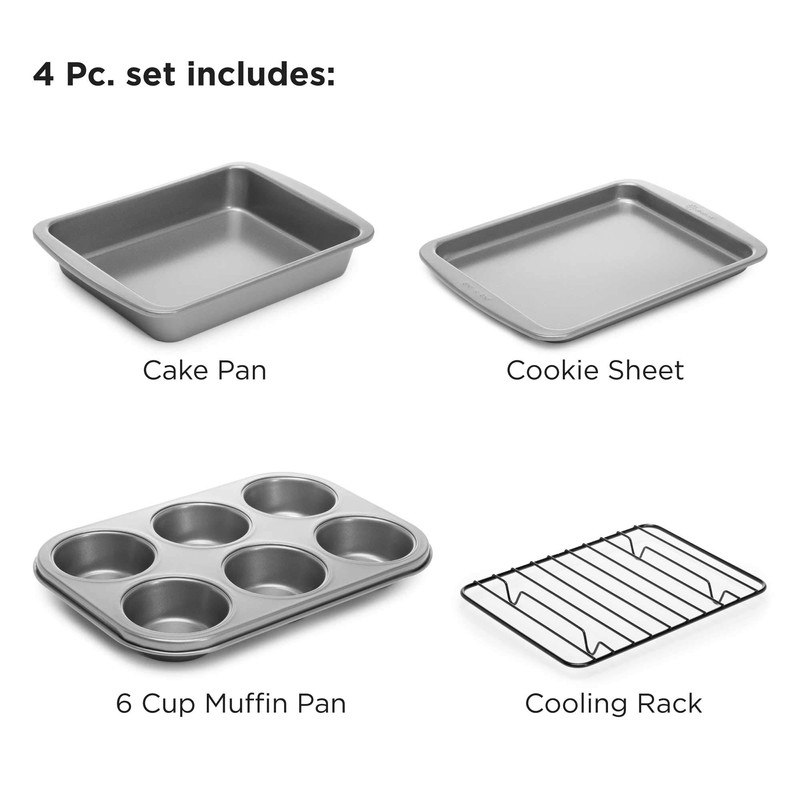 Ecolution Non-Stick Toaster Oven Bakeware Set 4-Piece, Carbon Steel, Easy