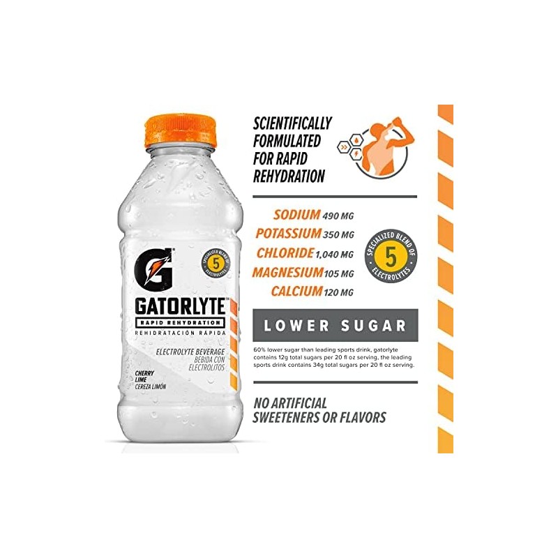 Gatorlyte Rapid Rehydration Electrolyte Drink, Cherry Lime, Specialized Blend of
