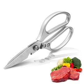 WAK 8.5" Kitchen Scissors, Multi Functional Kitchen Scissors Heavy Duty, Professional Stainless Steel Scissors for Kitchen, Easily Cut Poultry, Chicken Bone, Meat, Fish, Bottle Opener