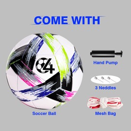 Vastoy Size 4 Football for Kids 8-12 Years, Training Football & Soccer Ball with Tri-Color Print for Grass Fields, Backyard Games, Includes Hand Pump & Mesh Bag for Outdoor Play (Black)