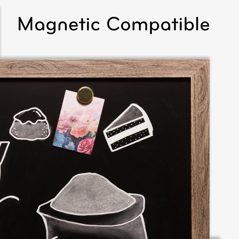 U Brands Magnetic Chalkboard, 24" x 36", Rustic Wood Frame,