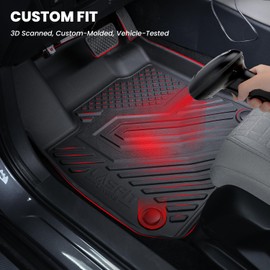 LASFIT Floor Mats & Backrest Mats & Cargo Mat for Kia Telluride 2025 2024 2023 2022 2021 2020, All Weather TPE Custom Fit Floor Liners with Full Set Car Mats & Trunk Mats Accessoires, Black