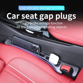 Wuzno Car Seat Gap Filler, 2 Pack Universal Gap Stopper/Catcher to Fill The Gap Between Seat and Console Black Car Crevice Blocker Space Pad YMT-A02