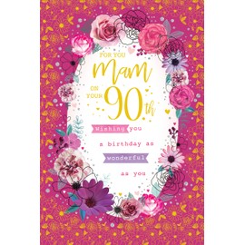 To A Special Mam 90 90th Today Flowers Happy Birthday Card Lovely Verse