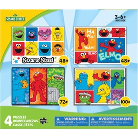Buffalo Games - Sesame Workshop - 4 X 1 Kids Multipack - Sesame Street - Multiple Jigsaw Puzzles for Kids- Challenging Puzzle Perfect for Game Nights - Finished Size Varies