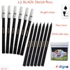 DIGNO SketchStic Felt Tip Pens, BLACK, Pack of 12, Fibre