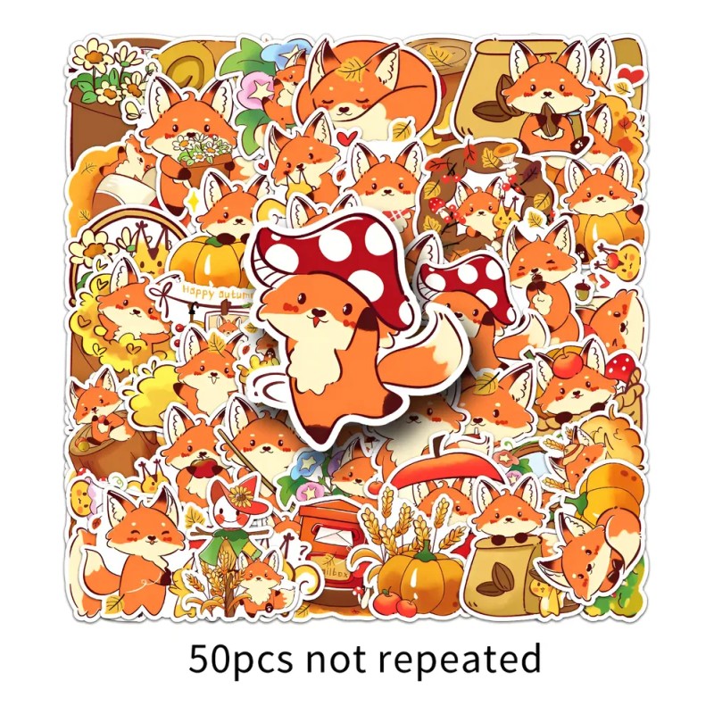 \ `tz Pegatinas Otoñales Little Fox Leisheng, 50 Unidades .