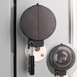 TEMEILI Door Lock Cover ，Without Drilling Doorknob Lock，from Outside Prevents Turning of Door Knob and Access to Keyhole,Door Knob Lock for Apartment Evictions,Childproof (Black with Lock