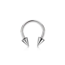 Pierced Owl 18-2GA 316L Stainless Steel Spike Ends Horseshoe Circular Barbell (1.2mm (16GA)/12mm Diameter/4mm Spike)