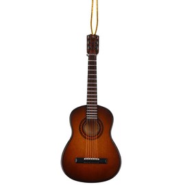 Dselvgvu String Miniature Guitar Hanging Ornament Mini Music Instrument Replica Holiday Tree Christmas Ornament (5.12" Classic Guitar: Brown)