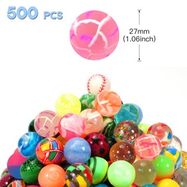 Pllieay 500 Pieces Bouncy Balls for Kids, 27mm Mixed Color Bulk Balls Rubber Bouncy Balls for Kids Party Favors, Prizes, Birthdays Gift and Vending Machines (Style Random)