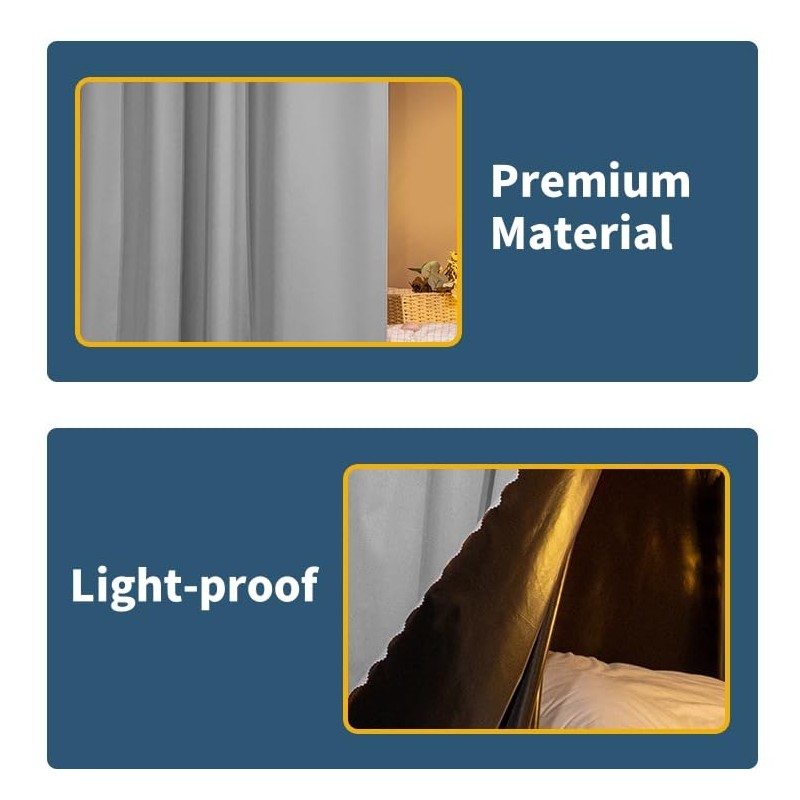SIQITECHUK Bunk Bed Bottom Curtains Mid-Sleeper Tent Lightproof Cabin Canopy
