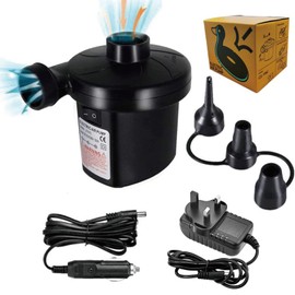 Electric Air Pump, 2 in 1 Quick Inflate/Deflate Electric Pump with 3 Nozzles, Electric Pumps, Portable (Home/Car), Air Mattress Pump for Boat/Air Mattress/Sofa/Pool Toy