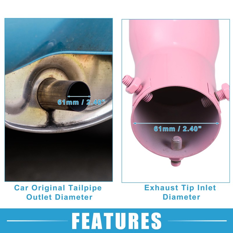 A ABSOPRO Car Exhaust Tracheal Heart Tailpipe 2.48" OD 2.64"