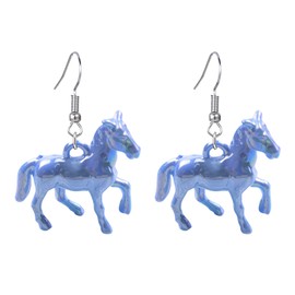 coadipress 3D Horse Drop Dangle Earrings for Women Kentucky Derby Funny Race Horse Equestrian Earrings Western Cute Animal Dangling Horse Racing Fan Accessories Jewelry (Charm Blue)