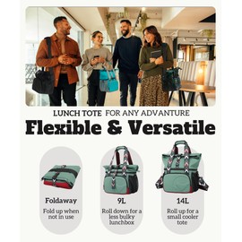 SUNNY BIRD Dual Compartment Lunch Bag Insulated Lunch Box for Women and Men (Green with boho strap)