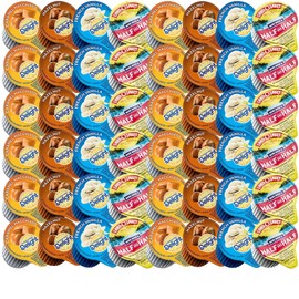Coffee Creamer Singles Variety Pack - French Vanilla, Hazelnut, Caramel Macchiato, and Half and Half - Bulk Gift Box (48 Count)