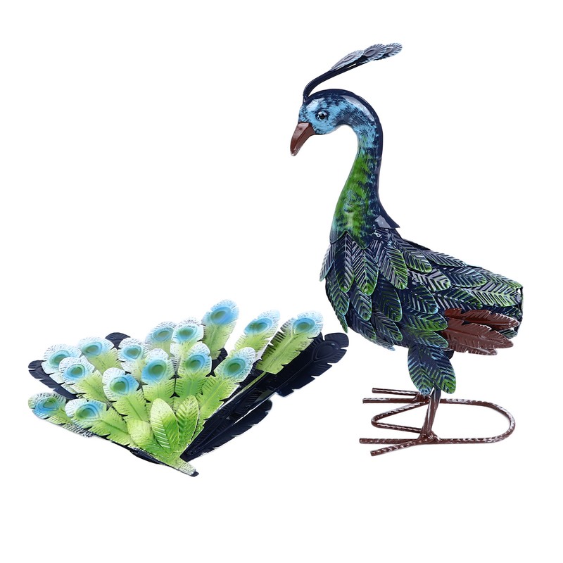 Metal Peacock Statue Realistic Easy DIY Assembly Beautiful Peacock Statue