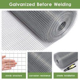 Tongmo 24" x 100' Hardware Cloth, 1inch Mesh Galvanized Chicken Wire Fence, 19 Gauge Welded Wire Roll,Garden Fence, Poultry Netting for Rabbit/Duck/Chicken Coop