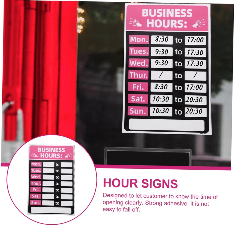 OHPHCALL Business Hours Sign Store Opening Hours Sign Stickers for