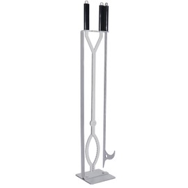 CKLT Stainless Steel Fire Pit Tools Set with 40" Fire Poker and Log Tongs, Fireplace Tools with Sturdy Stand Base, Firewood Log Grabber for Campfire Backyard Bonfire Wood Stove Indoor&Outdoor