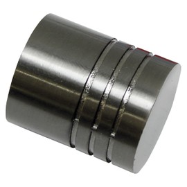 GARDINIA Endknöpfe für Gardinenstangen, 2 x Endstück Zylinder, Serie Chicago, Metall, Titan, Durchmesser 20 mm