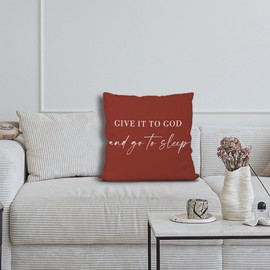 Knibeo Give It to God and Go to Sleep, Decorative Pillows Covers for Bed, Throw Pillows Cover for Bed,12x20 Pillow Cover,Decorative Bed Pillows for Bedroom Room(18x18, Wine Red)