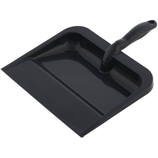 Superio Heavy Duty Dustpan - Durable Plastic with Comfort Grip Handle, Lightweight Multi Surface Dust Pan for Easy Sweep Broom 10 inch Wide (Black)