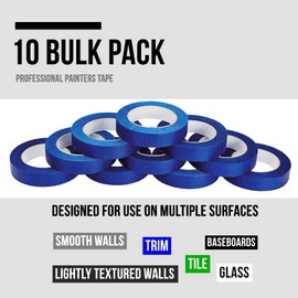 Lichamp 10-Piece Blue Painters Tape 1 inch, Blue Masking Tape Bulk Multi Pack, 1 inch x 55 Yards x 10 Rolls (550 Total Yards)
